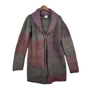 90s Vintage Italian Mohair Blend Long Knit Cardigan Metallic Yarn Boho Lagenlook